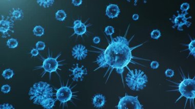 3D animasyon soyut viral enfeksiyon kronik hastalıklara neden oluyor. Hepatit virüsleri, grip virüsü H1N1, grip, hücre enfeksiyonu organizma, AIDS, virüs soyut arka plan