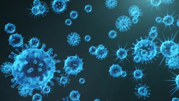 3D-animatie abstracte virale infectie veroorzaakt chronische ziekte. Hepatitis virussen, influenza virus H1N1, griep, cel infecteren organisme, aids, virus abstracte achtergrond — Stockvideo