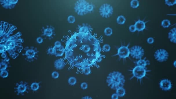 3D-animatie abstracte virale infectie veroorzaakt chronische ziekte. Hepatitis virussen, influenza virus H1N1, griep, cel infecteren organisme, aids, virus abstracte achtergrond — Stockvideo