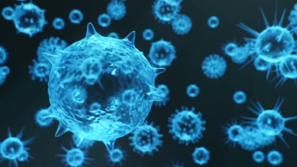 Abstract viral infection causing chronic disease. Hepatitis viruses, influenza virus H1N1, Flu, cell infect organism, aids, Looped seamless 4k Animation — Stock Video