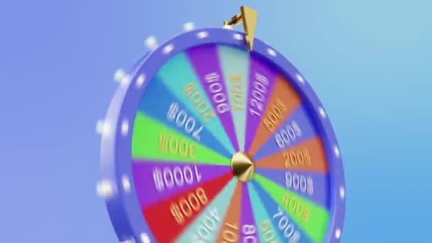 3d animation rotation roue colorée de la chance ou de la fortune. La roulette, la roue du casino. Fortune roue colorée avec canal alpha. Animation 4K 3840x2160 — Video