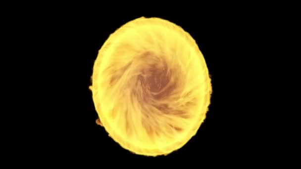 Portal mágico de fuego, llama y humo. Apertura de un portal ardiente vórtice, una puerta a otra dimensión del mundo. Energía radiante dentro del portal. 3d, animación 4k sobre fondo negro. — Vídeos de Stock