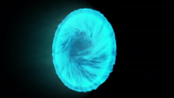 Abstraktes blau leuchtendes magisches Öffnen und Schließen des Portals. Raum-Zeit-Portal, um an einen anderen Ort zu reisen. Blaues Portal auf schwarzem Hintergrund mit Alphakanal, 3D-Animation — Stockvideo