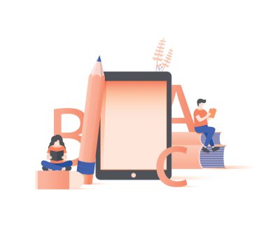 dil online ders illüstrasyon vektör beyaz arka plan üzerinde.