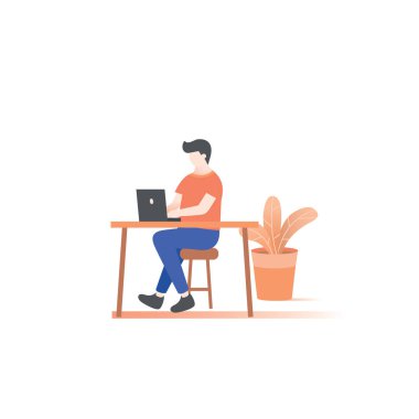 Resepsiyon illüstrasyon vektör beyaz arka planda çalışan adam.