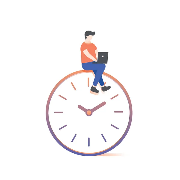 Άνθρωπος Που Εργάζονται Στο Ρολόι Εικονογράφηση Διάνυσμα Λευκό Φόντο — Διανυσματικό Αρχείο