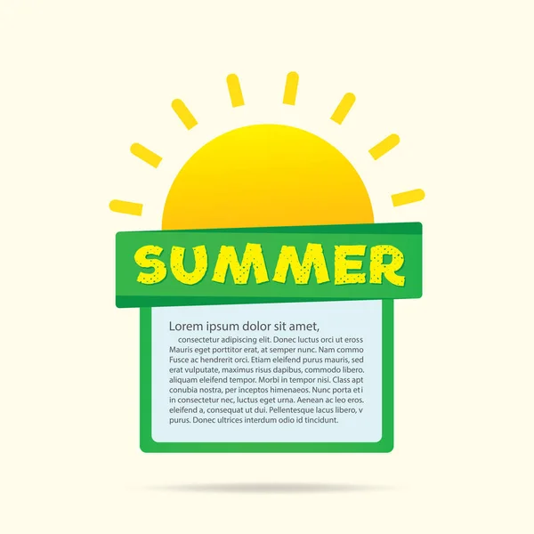 Sommersonne Mit Textbox Überschrift Design Und Layout Vektorillustration — Stockvektor