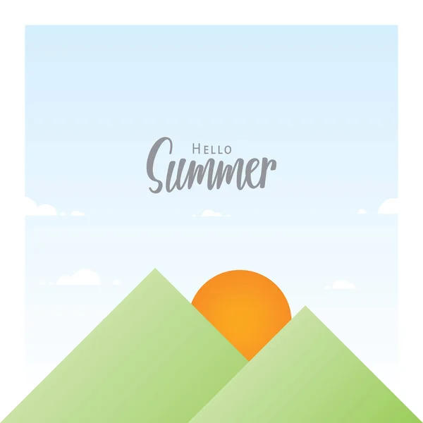 Сонячна Гірська Геометрія Природа Літнім Вектором Дизайну Заголовка Ілюстрації — стоковий вектор