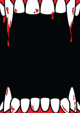 Cadılar Bayramı A4 çerçeve dracula fang siyah arka plan halat vektör üzerinde boş poster. Cadılar Bayramı kavramı.