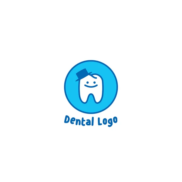 Sorriso Dente Personagem Bonito Círculo Símbolo Logotipo Dental Para Vetor —  Vetores de Stock