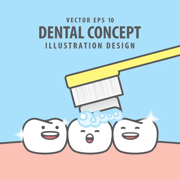 正方形のバナー歯文字青の背景に歯イラストを磨くため非常に幸せ 歯科のコンセプト — ストックベクタ