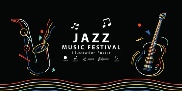 Jazz Festival Musique Affiche Bannière Illustration Vecteur Concept Musique — Image vectorielle