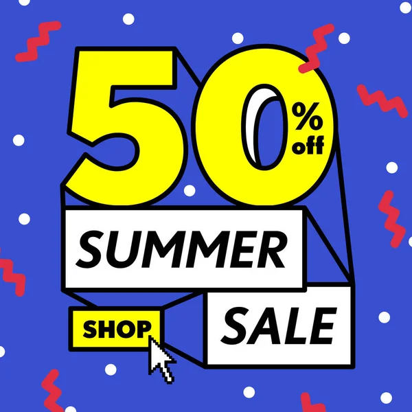 Blue Tag Summer Sale Promotion Online Shop Website Square Banner — Διανυσματικό Αρχείο
