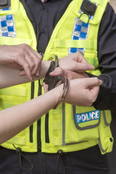 Police office with handcuffs