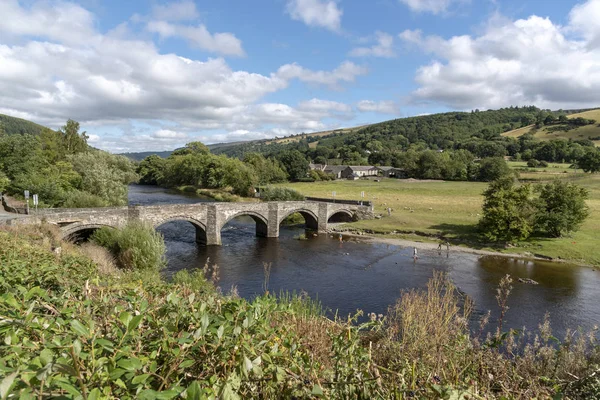 Old Stone Arched Bridge River Dee Flowing Vale Llangollen Carrog — Stock Photo, Image