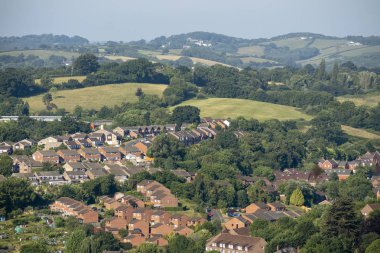 Exeter, Devon, İngiltere'de. Konut ve kırsal kuzey doğusunda Exeter city sınır genel bakış.