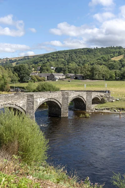 Old Stone Arched Bridge River Dee Flowing Vale Llangollen Carrog — Stock Photo, Image