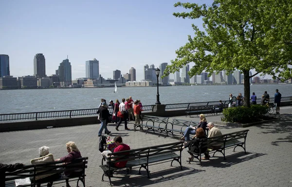 Zona Costera South Cove Manhattan Con Vistas Río Hudson Nueva — Foto de Stock