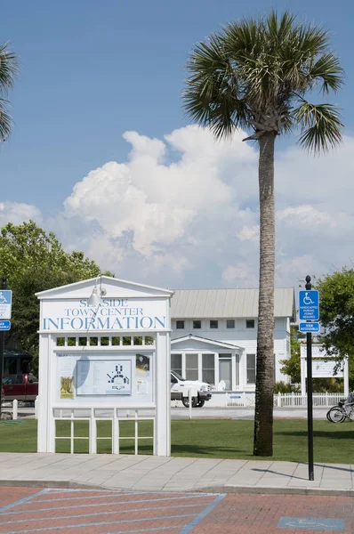 Stadtzentrum Informationstafel Für Touristen Einwohner Von Seaside Küstenort Nordwest Florida — Stockfoto