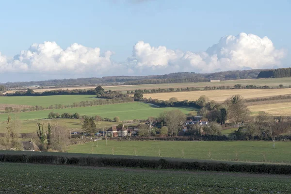 Candover Valley Hampshire England January 2019 Winter Landscape Farmland Looking — Stock Photo, Image