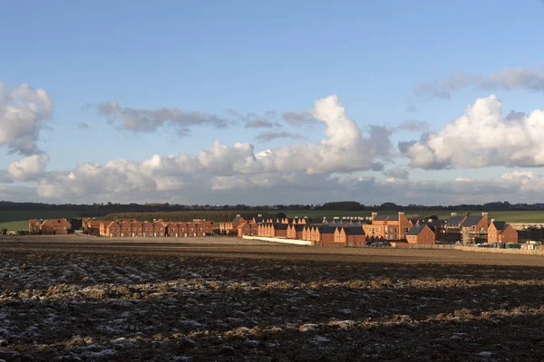 Barton Gård Winchester Hampshire England Landskap Vinter Visa Nya Hus — Stockfoto