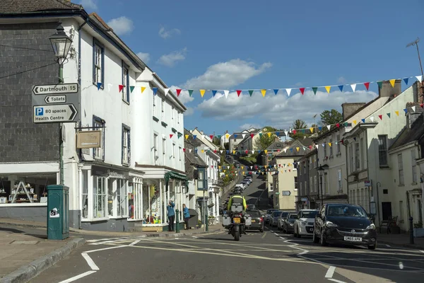 Modbury South Devon England Storbritannien Maj 2019 Bakifrån Motorcyklist Som — Stockfoto