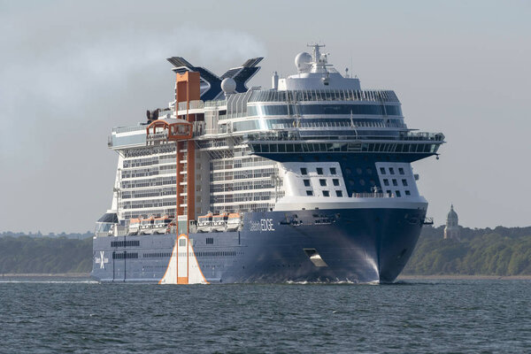 Southampton, England, UK. May 2019. The Celebrity Edge cruise ship underway on Southampton Water