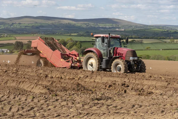 Modbury South Devon England May 2019 Destoner Machine Tractor Preparing — Stock Photo, Image