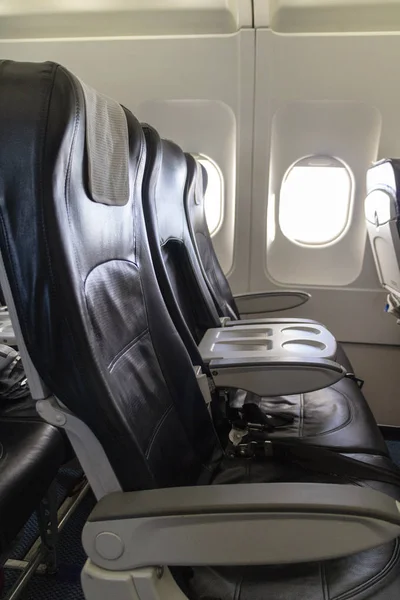 Stock image Aircraft seating configuration on a passenger jet. Circa 2019.