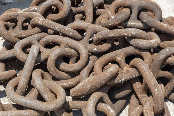 Chania Crete Greece June 2019 Ship Anchor Chain Close Rusting — Stock Photo, Image