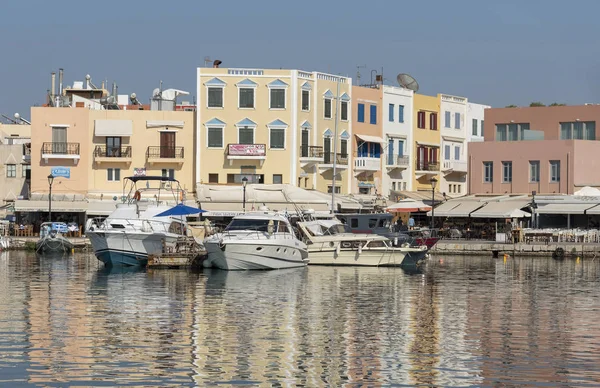 Ханя Крит Греция Июнь 2019 Года Современные Лодки Своих Причалах — стоковое фото