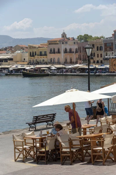 Chania Creta Grecia Junio 2019 Turistas Que Visitan Casco Antiguo — Foto de Stock