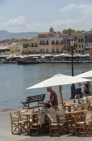 Chania Creta Grecia Junio 2019 Turistas Que Visitan Casco Antiguo — Foto de Stock