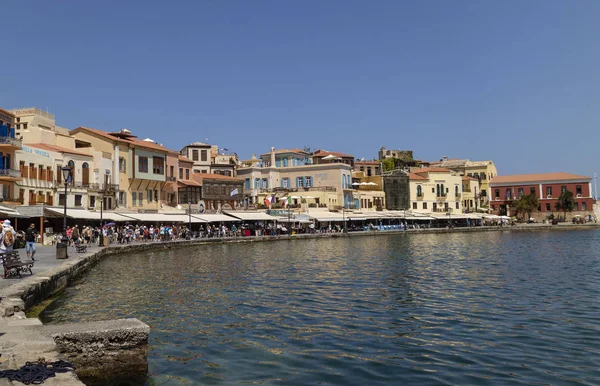 Chania Kreta Griekenland Juni 2019 Het Drukke Eet Winkelgebied Rond — Stockfoto