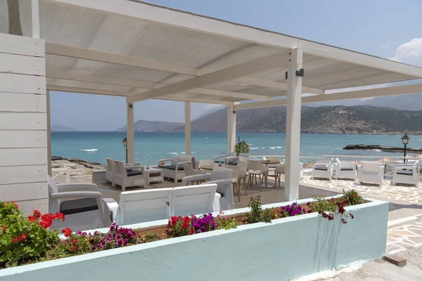 Пазія Аммос Кріт Греція 2019 Червня Ресторан Бар Видом Пляж — стокове фото
