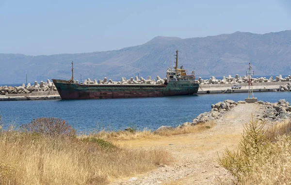 Puerto Kissamos Kastelli Creta Grecia Junio 2019 Syklark Buque Carga — Foto de Stock