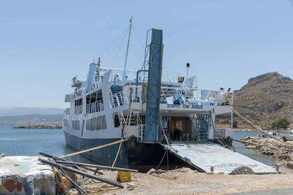 Puerto Kissamos Kastelli Creta Grecia Junio 2019 Ferry Espíritu Athos — Foto de Stock