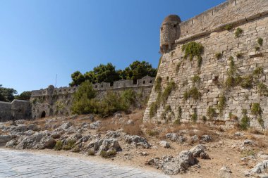 Rethymno, Girit, Yunanistan. Ekim 2019. Antik Fortetza, Girit 'in Rethymno kasabasına bakan tarihi bir kale..
