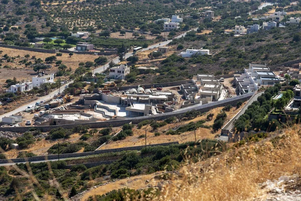 Plaka Lisithi Crete Greece Oktober 2019 Bauentwicklung Neuer Häuser Berghang — Stockfoto