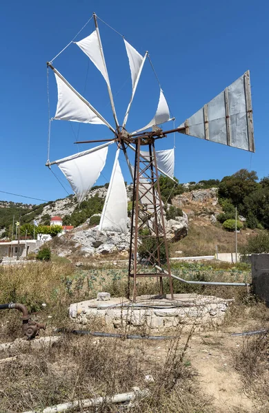 Ласіті Плато Східний Крит Греція Вересень 2019 Вітряк Качає Воду — стокове фото