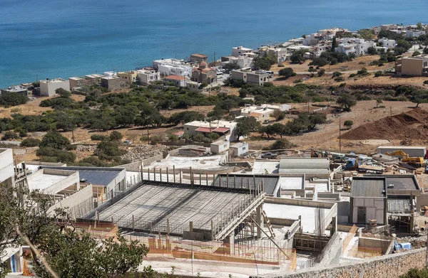 Plaka Lisithi Creta Grécia Outubro 2019 Desenvolvimento Novas Casas Encosta — Fotografia de Stock