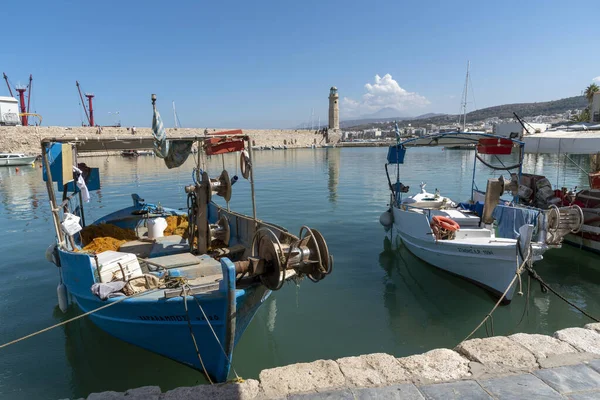 Rethymno Kreta Griekenland September 2019 Kleine Vissersbootjes Historische Venetiaanse Haven — Stockfoto