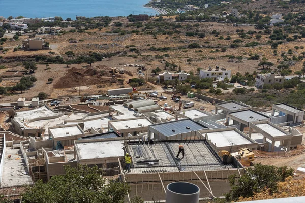 Plaka Lisithi Creta Grécia Outubro 2019 Desenvolvimento Novas Casas Encosta — Fotografia de Stock