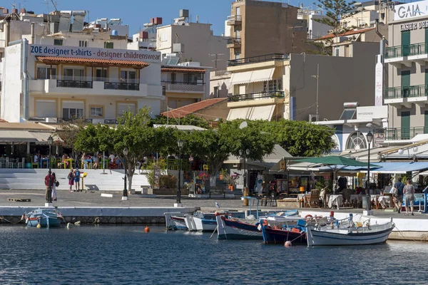 Agios Nikolaos Oostelijk Kreta Griekenland Oktober 2019 Kleine Boten Binnenste — Stockfoto