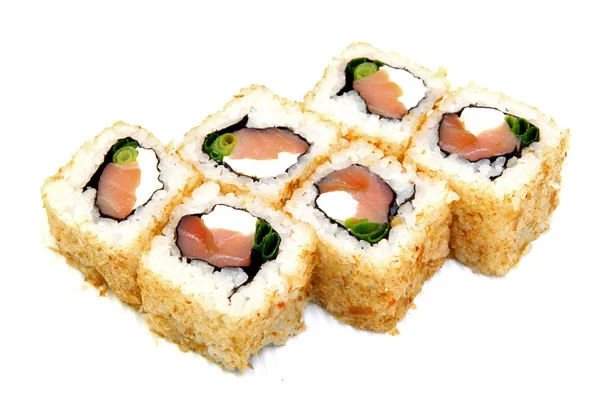 Uromaki Sushi Nori Japansk Mat Ett Vackert Fat Dietmat Läcker — Stockfoto
