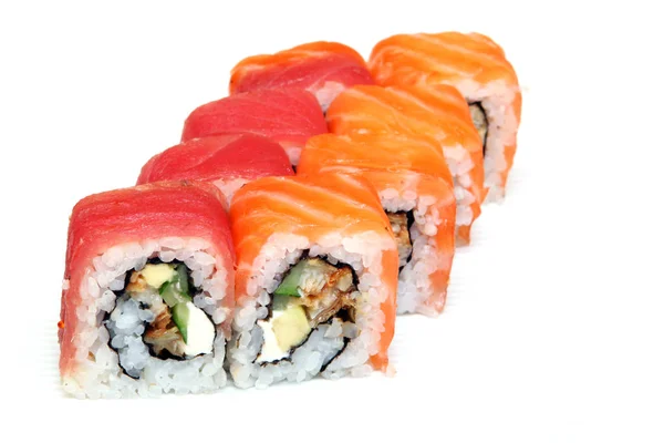 Sushi Roladki Krewetek Rolki California Awokado Japoński Żywności Zdrowa Żywność — Zdjęcie stockowe