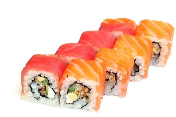 Sushi Rollos Con Camarones Rollo California Con Aguacate Comida Japonesa — Foto de Stock
