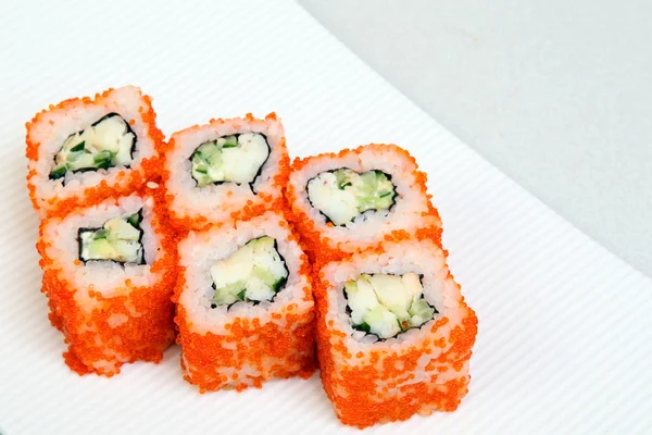 Sushi Roladki Krewetek Rolki California Awokado Japoński Żywności Zdrowa Żywność — Zdjęcie stockowe