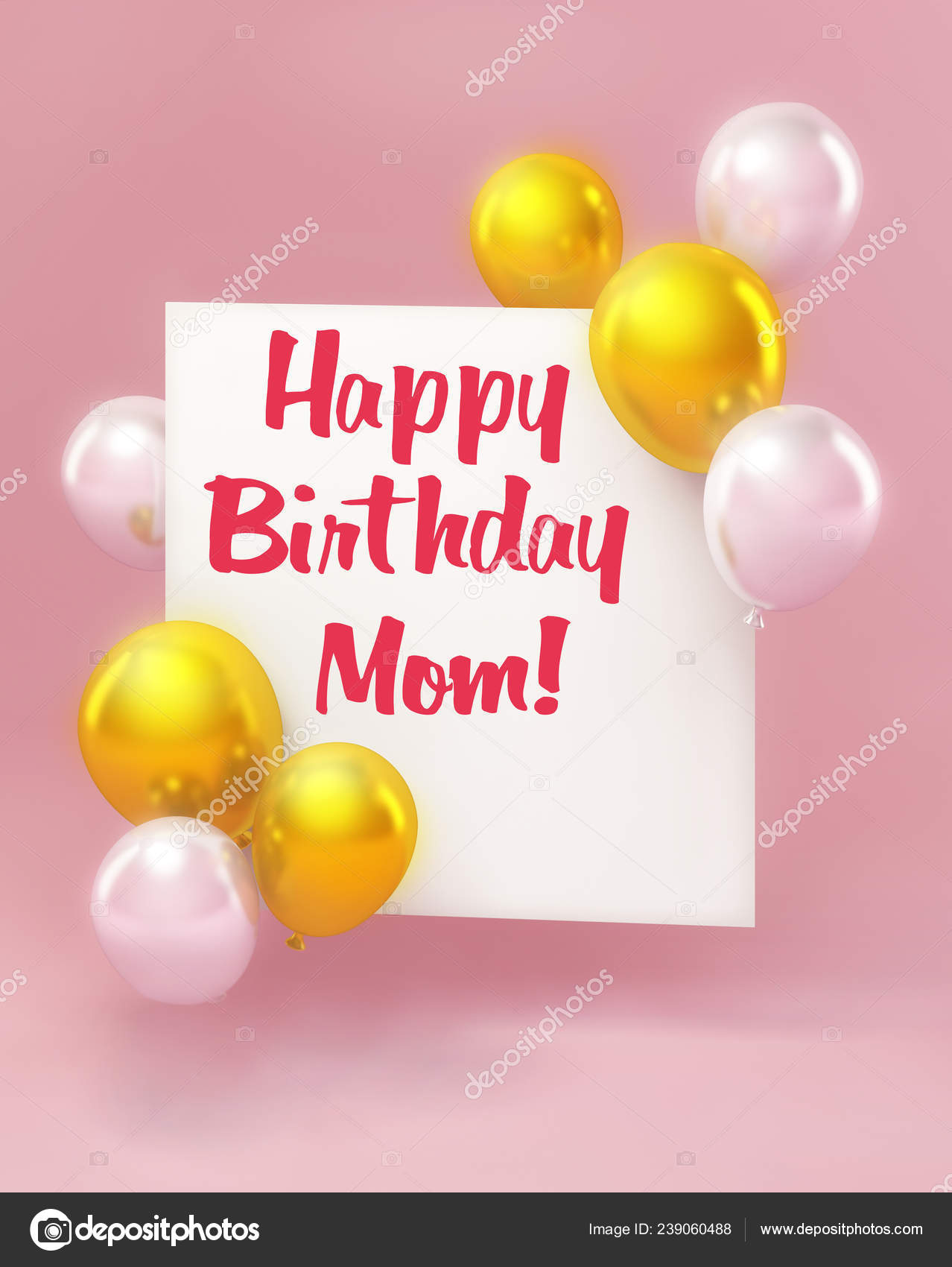 Happy Birthday Mom Greeting Card Style Birthday Card Balloons Pink Stock  Photo by ©AV_designer 239060488