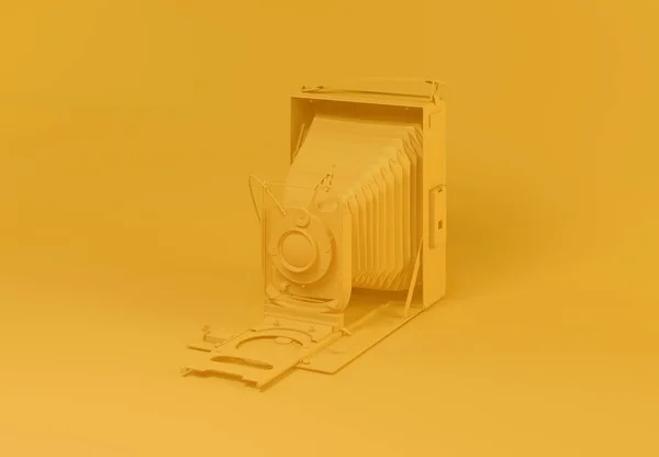 Orangefarbene Vintage Kamera Rendering Einer Hellen Retro Kamera Sommerspaß Hintergrund — Stockfoto